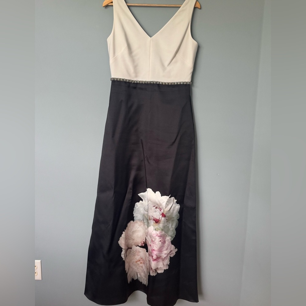 Black and White dress with floral details